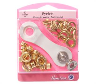 Hemline Eyelets Starter Set 8.7mm - Gold