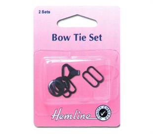 Hemline Bow Tie Set - Black