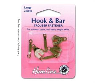 Hemline Hook & Bar Trouser Fastener - Large in Nickle