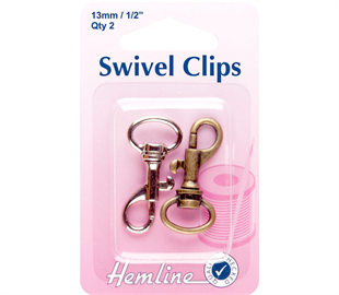 Hemline Swivel Clip - 13MM - 2PCS - Bronze & Metal