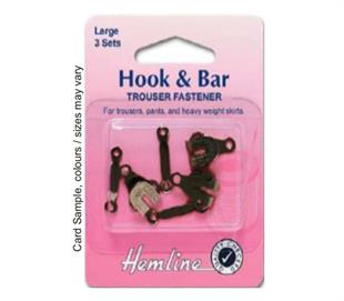 Hemline Hook & Bar Trouser Fastener - Large in Black