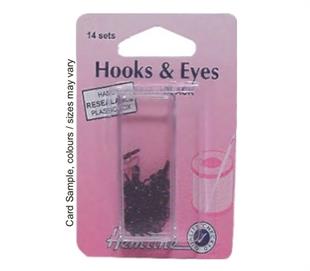 Hemline Hook & Eyes - Size 2 - Black
