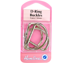 Hemline Buckle D-Ring - Nickle/Silver 32mm