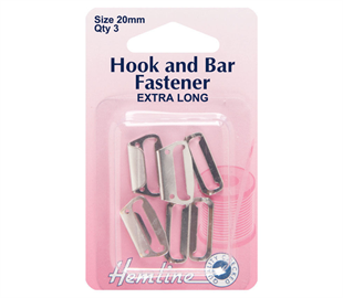 Hemline Hook & Bar Fastener - 20MM - NICKEL