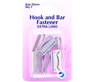 Hemline Hook & Bar Fastener - 25MM - NICKEL