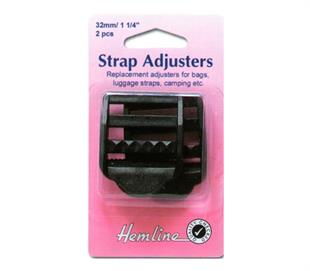 Hemline Strap Adjuster - Plastic Buckle - 32MM (1 1/4") Black