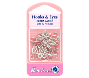 Hemline Hook & Eyes - Size 13 - Nickle