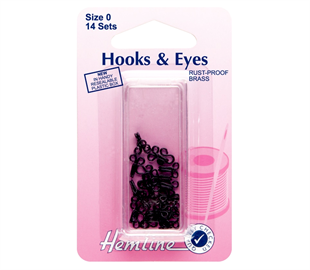 Hemline Hook & Eyes - Size 0 - Black