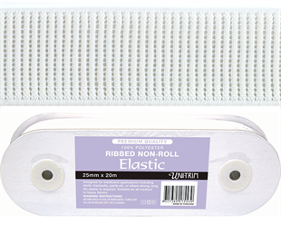 Uni-Trim Elastic Ribbed Non-Roll - 20mm White