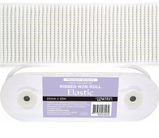 Uni-Trim Elastic Ribbed Non-Roll - 32mm White