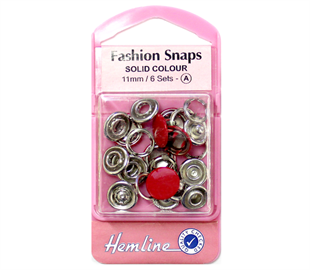 Hemline Fashion Snaps 11mm - Red