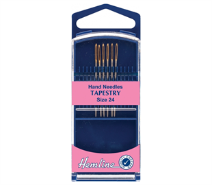 Hemline - Hand Needles – Tapestry – 6 pack - size 24 - gold-eye