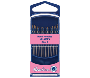 Hemline- Hand Needles – Sharps – 16 pack - size 9 - gold-eye