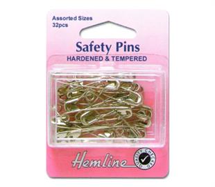 Hemline Safety Pins - Assorted Sizes - Nickle