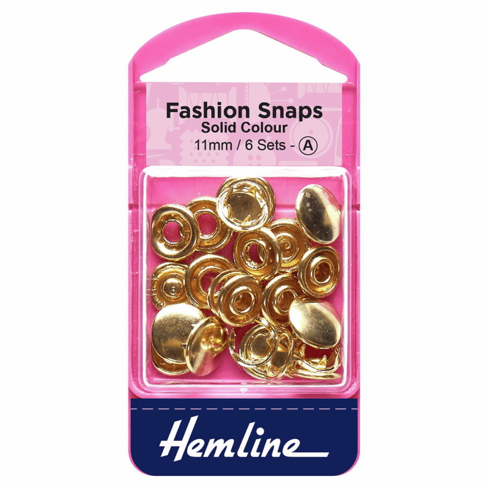 Hemline Fashion Snaps 11mm - Gold