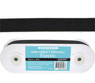 Uni-Trim Elastic High-Density Non-Roll - 12mm Black