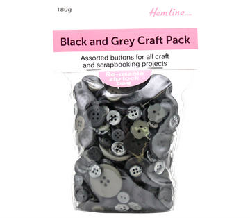Buttons - Bulkpack - Black and Grey Craft Pack
