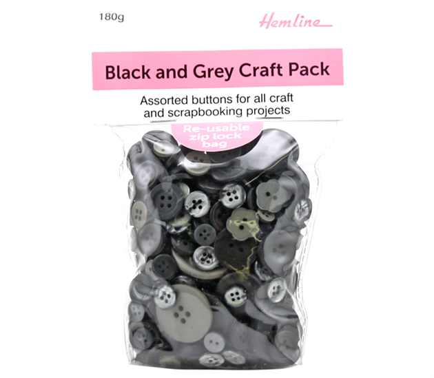Buttons - Bulkpack - Black and Grey Craft Pack