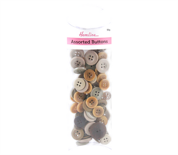 Buttons - Bulk Pack - Assorted Brown & Gray