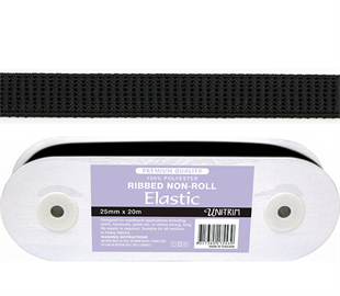 Uni-Trim Elastic Ribbed Non-Roll - 12mm Black