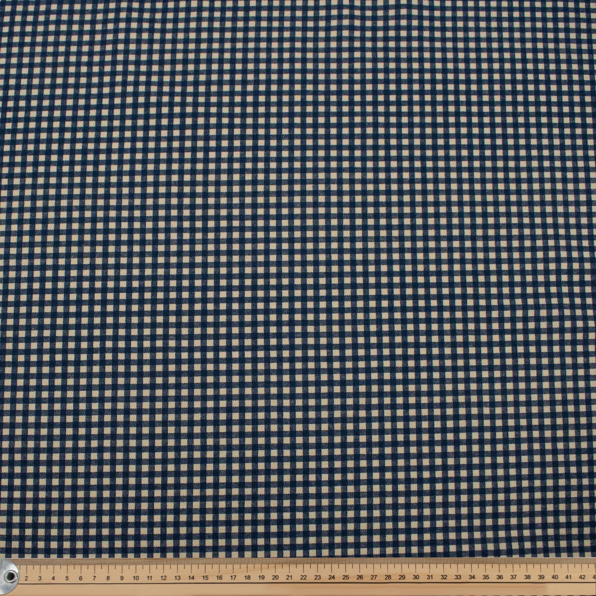 Airforce Blue Small Gingham Check Cotton Canvas Print