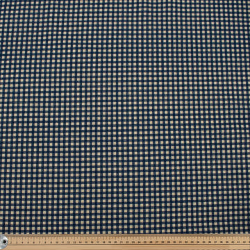 Airforce Blue Small Gingham Check Cotton Canvas Print