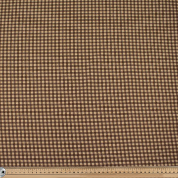 Beige Small Gingham Check Cotton Canvas Print