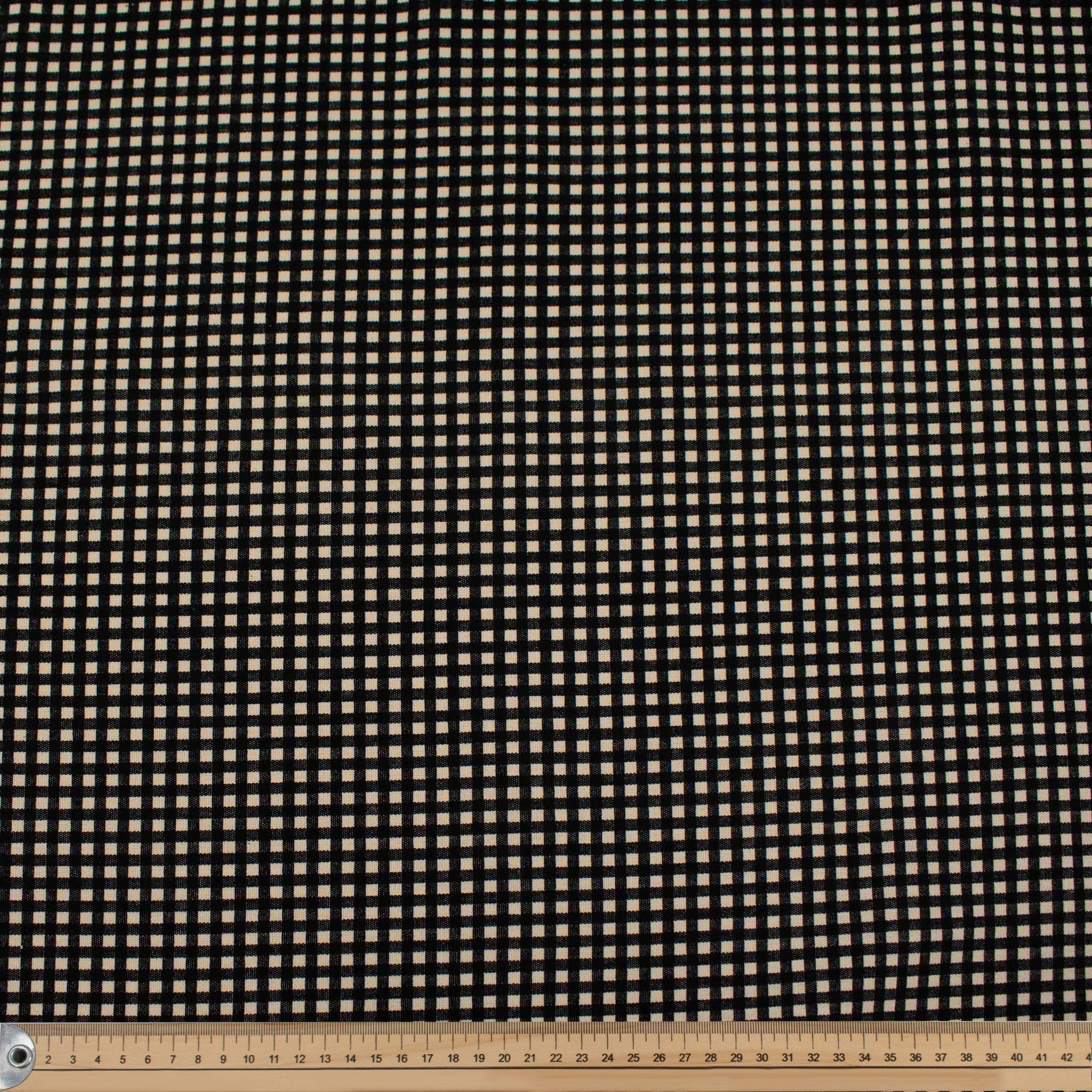 Black Small Gingham Check Cotton Canvas Print