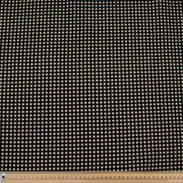 Black Small Gingham Check Cotton Canvas Print