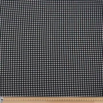 Black & White Small Gingham Check Cotton Canvas Print