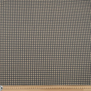 Grey Small Gingham Check Cotton Canvas Print
