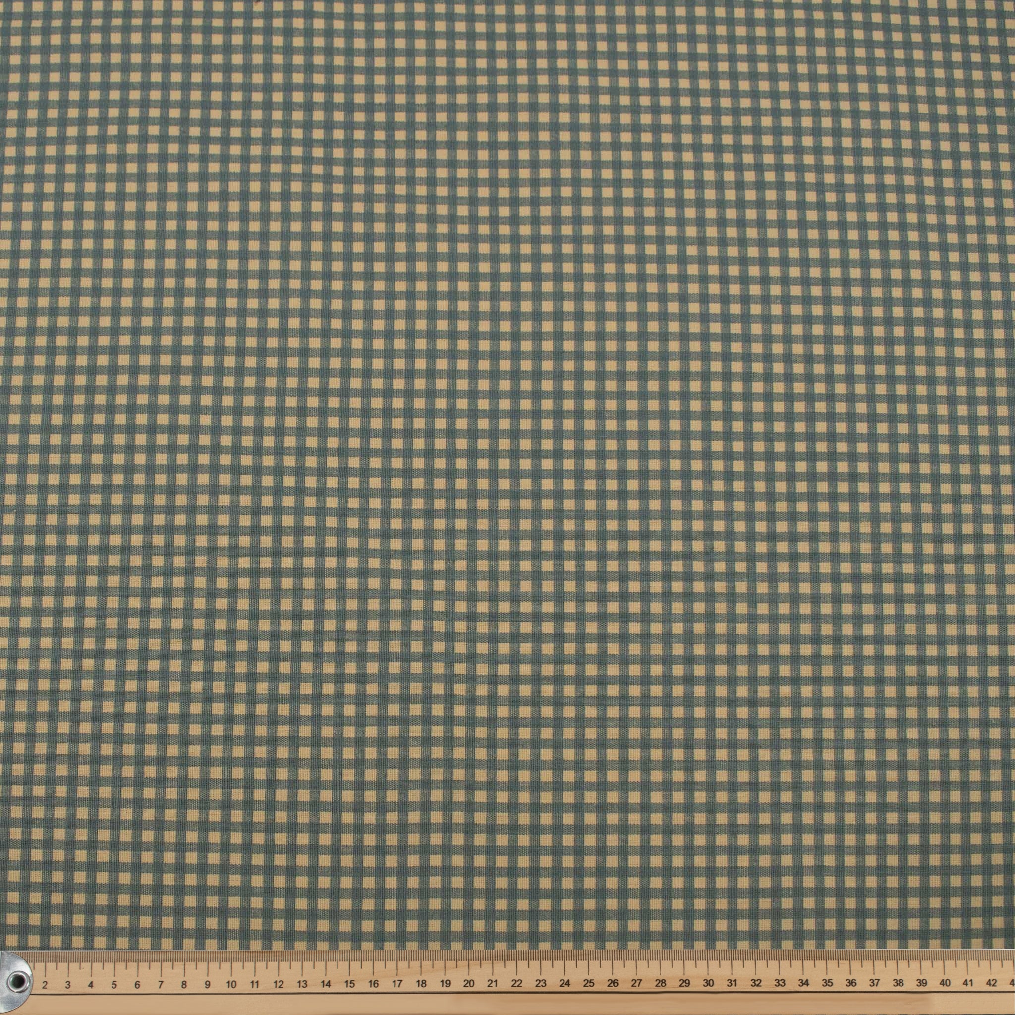 Steel Blue Small Gingham Check Cotton Canvas Print