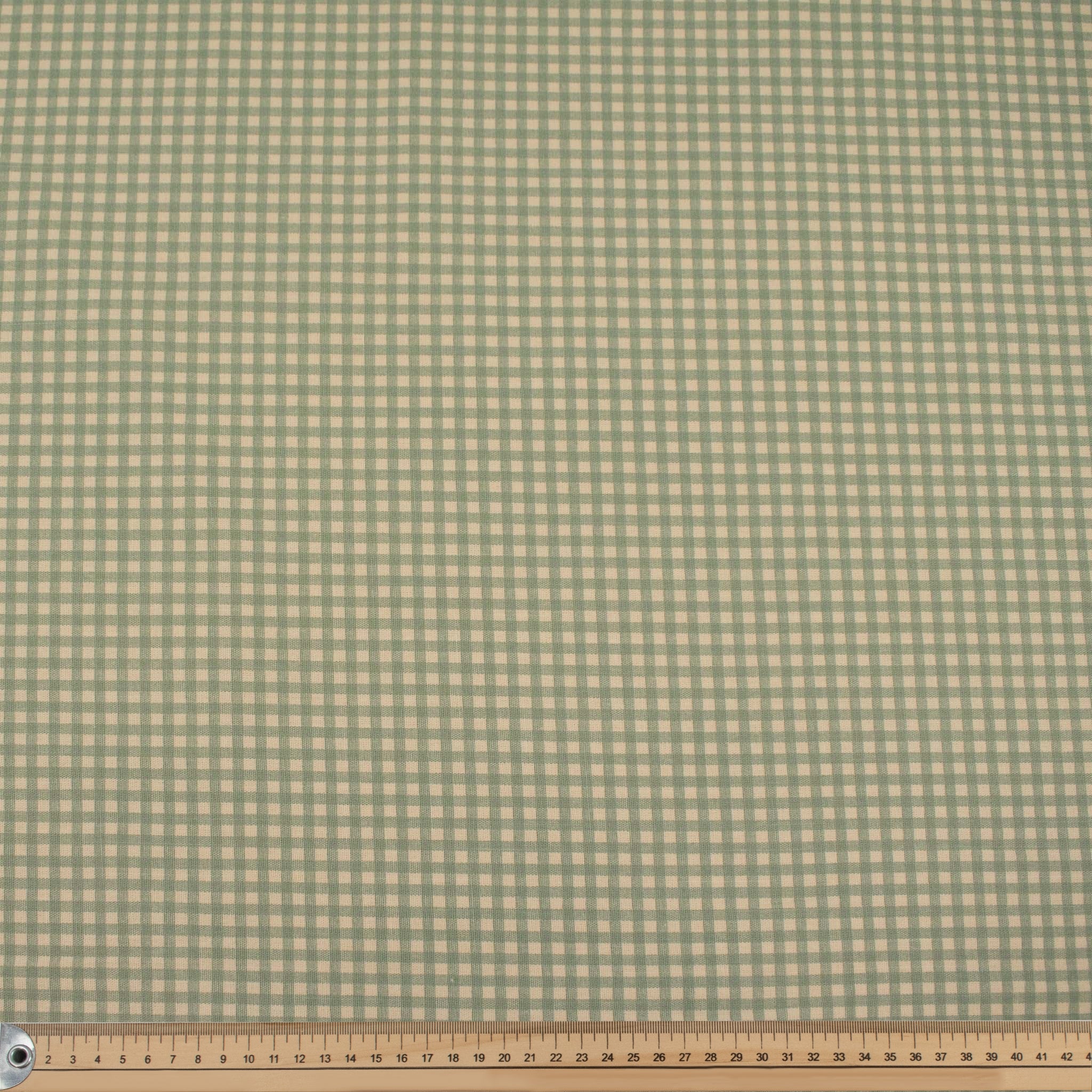 Tea Green Small Gingham Check Cotton Canvas Print