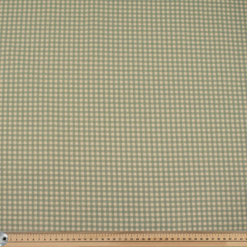 Tea Green Small Gingham Check Cotton Canvas Print