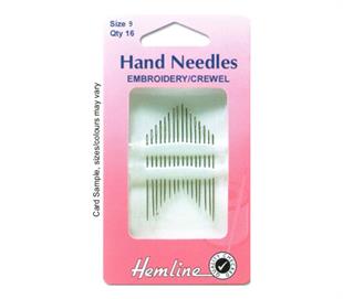 Hemline Needles - Embroidery/Crewel Size 9