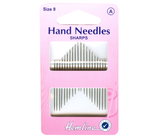 Hemline Hand Needles - Sharp 20 Pack Size 8