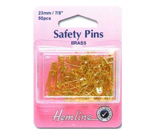 Hemline Safety Pins - Brass 23mm 50Pack