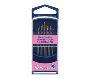 Hemline Hand Needle Household 12 Pack - Assorted Size - Gold Eye