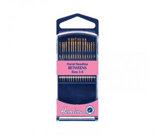 Hemline Hand Needle Betweens 16 Pack - Size 3-5 - Gold Eye Panel