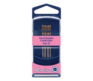 Hemline - Hand Needles – Tapestry – 6 pack - size 22 - gold-eye