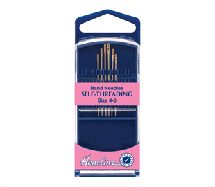 Hemline Hand Needle Self-Threading 6 Pack - Size 4-8 - Gold Eye