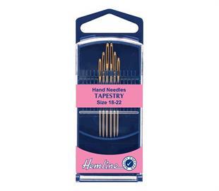 Hemline - Hand Needles – Tapestry – 6 pack - size 18-22 - gold-eye