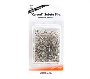 SEW EASY SAFETY PINS - CURVED -150 PIECES SIZE 2 - 38MM