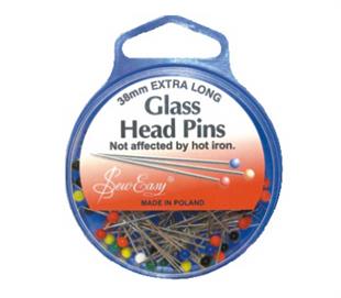 SEW EASY - GLASS HEAD PINS - EXTRA LONG 0.65 X 44MM APPROX - 110PCS