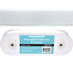 Uni-Trim Elastic High-Density Non-Roll - 20mm White