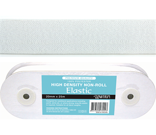Uni-Trim Elastic High-Density Non-Roll - 25mm White