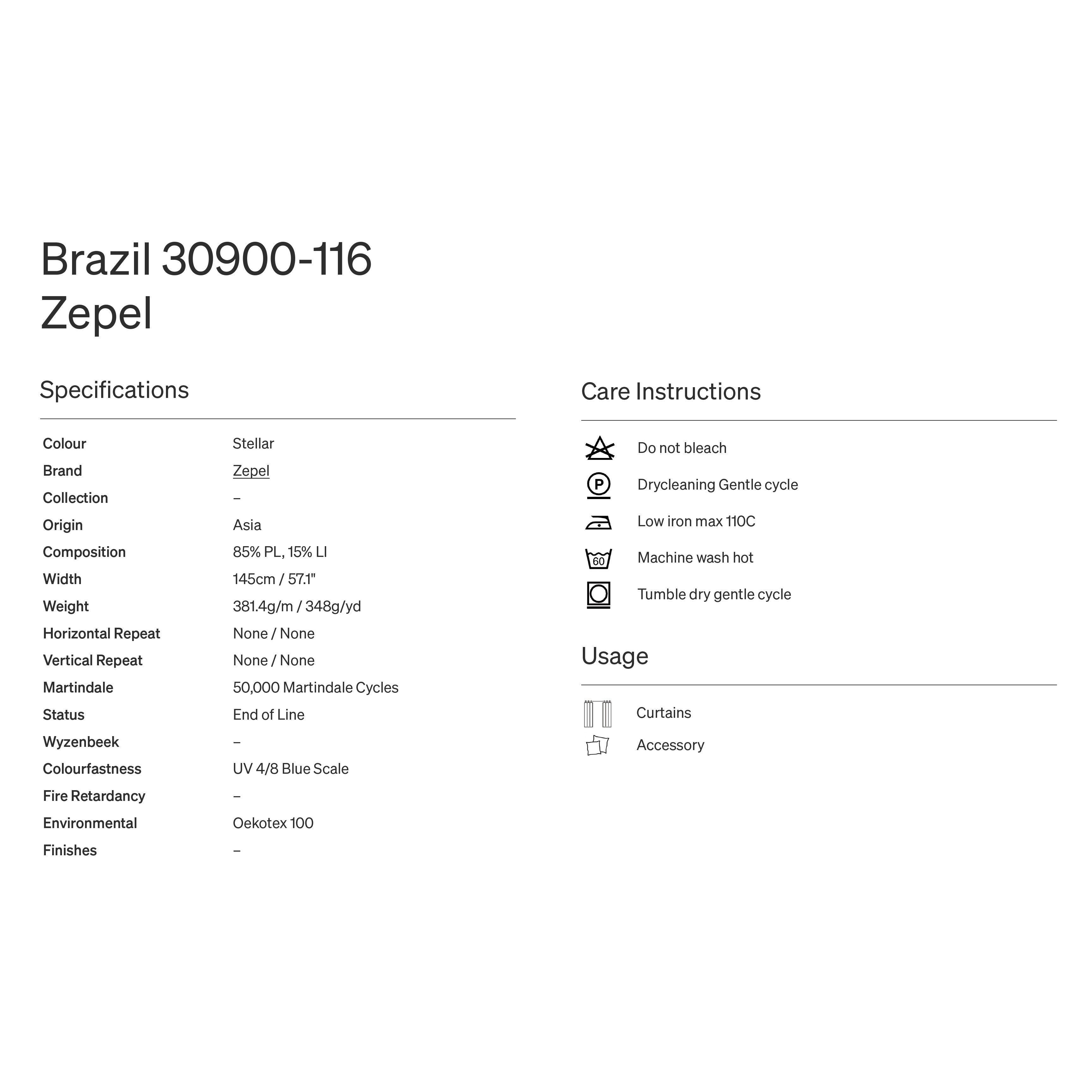 Brazil by Zepel Curtaining/Upholstery Drapery Fabric