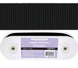 Uni-Trim Elastic Ribbed Non-Roll - 32mm Black
