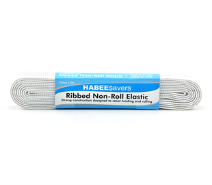RIBBED NON-ROLL ELASTIC - 12MM X 3M WHITE