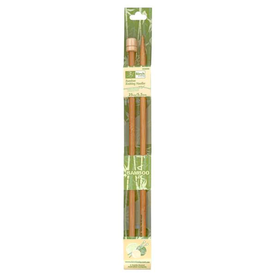 Birch Bamboo Single Pointed Knitting Needles 25cm